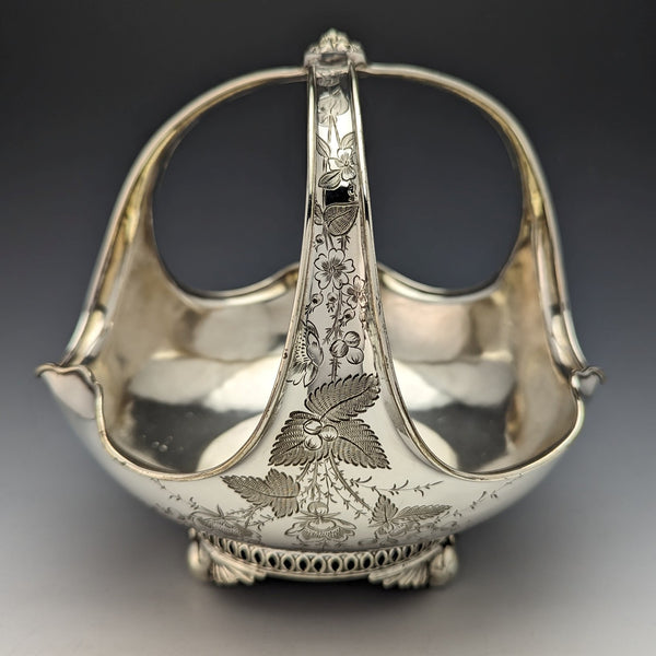 Circa 1880 British Antique Silver Plated Basket Henry Atkin Brothers